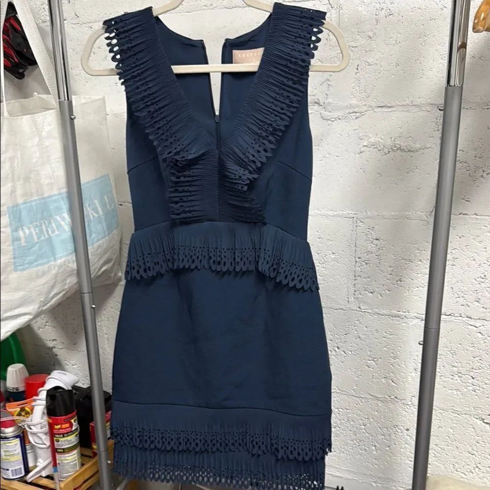 KEEPSAKE the Label Blue Ruched Sheath Mini Dress - BRAND NEW - Zipper Back Small